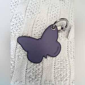 Coach Butterfly Bag Charm Light Violet leather silver-tone hardware